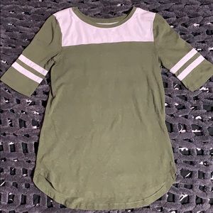 Green and White Half-Sleeve T-Shirt